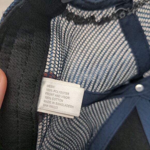 USA Flag Embroidered Snapback Trucker Hat Blue One Size Embroidered Mesh Back - Picture 8 of 8